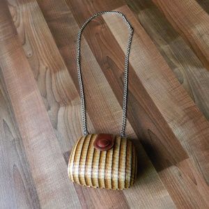 Vintage Le Sac Hardcase Basket Weave Mini Purse